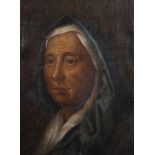 18th Century Dutch School. Head Study of a Nun, Oil on Canvas laid down, 15.5" x 11.5".