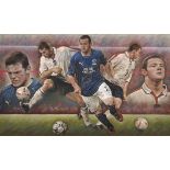 Stephen Doig (1964- ) British. "Wayne Rooney", a Montage of the Footballer, Pastel, Signed, 12" x