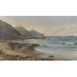 David James (1853-1904) British. "Crackington Haven, N. Cornwall" A Coastal Scene with distant