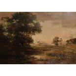 John Hamilton Glass (1820-1885) British. "Moonlight on Gayor Burns", Oil on Canvas, Signed, and