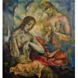 'I.M.W.Orth' (20th Century) Spanish. Baby Jesus with Two Saints showing their Stigmata, Oil on