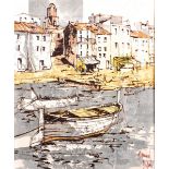Bernard Dufour (1922-2016) British. A Mediterranean Harbour Scene. Oil on Canvas, Signed, 17.5" x