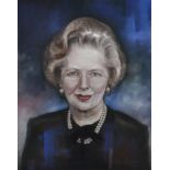 Stephen Doig (1964- ) British. "Margaret Thatcher", Pastel, Signed, 23" x 18.25".