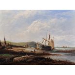 W...Graham (19th-20th Century) British. A Coastal Scene with Beached Boats, and Figures in the