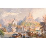 James Clarke Hook (1819-1907) British. "Beilstien on the Moselle", Watercolour, Signed and