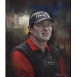 Stephen Doig (1964- ) British. "Nick Faldo", Pastel, Signed, 21.5" x 18".