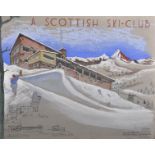 J...R...B...Young (20th Century) British. "A Scottish Ski-Club", Architectural Plans for a Ski