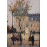 Ken Moroney (1949-2018) British. "Sketch - Street in Paris", with Figures by a Lamp Post and