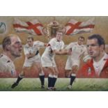 Stephen Doig (1964- ) British. "England RWC Winners 2003", Pastel, Signed, 17" x 24.25".