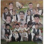 Stephen Doig (1964- ) British. "Snooker Greats", Pastel, Signed, 19.25" x 18.5".