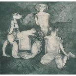 Henry Moore (1898-1986) British. "Family", a Family Group, Lithograph in Colours, Signed,