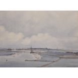 20th Century English School. "Rye", an Estuary Scene at Low Tide, Watercolour, Indistinctly Signed