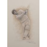 Stephen Doig (1964- ) British. "Ian Botham", Pastel and Pencil, Signed in Pencil, 12" x 8".