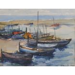 J... Bonneil (20th Century) French. "Le Barcaier" Boats Moored on the Beach, Watercolour, Signed and