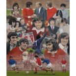 Stephen Doig (1964- ) British. "George Best", a Montage, Pastel, Signed, 26" x 20.5"