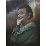 Stephen Doig (1964- ) British. "Brian Clough", Pastel, Signed, 25.25" x 19".