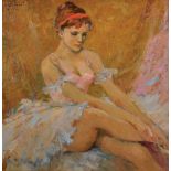 Anatoli Ilich Vasiliev (1917-1994) Russian. "Ballerina", Study of a Ballerina Sitting on a Bed