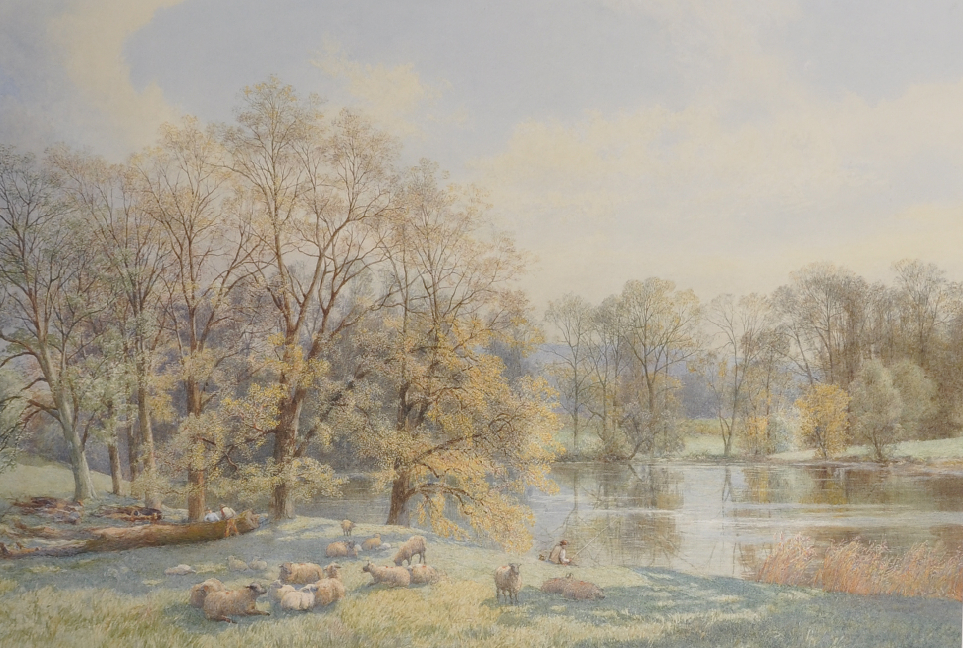 Charles Grant Davidson (1824-1902) British. "Gatton Park, Surrey", a River Landscape, with Tree