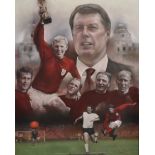 Stephen Doig (1964- ) British. "Geoff Hurst", Pastel, Signed, 25.25" x 19".