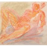 Jeremy Mason (20th Century) British. Study of a Naked Man reclining, Chalk, Signed and Dated 2003,