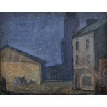 J...A...McAllister (19th - 20th Century) British. A Moonlit Street Scene, with Figures, Mixed Media,