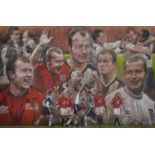 Stephen Doig (1964- ) British. "Alan Shearer", a Montage of the Footballer, Pastel, Signed, 15" x