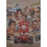 Stephen Doig (1964- ) British. "Formula 1 Greats", Pastel, Signed, 18" x 13.25".