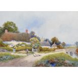 Thomas Nicholsons Tindale (fl.1900-1920) British. "Tilford", a Landscape with Cottages, with a