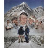 Stephen Doig (1964- ) British. "Ascent of Everest", Pastel, Signed, 25.5" x 21".