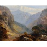 Henry Valter (act.1854-1898) British. A Mountainous River Landscape, with a Figure in the