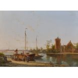 William Raymond Dommersen (1850-1927) British. "Vollenhaven on the Sheldt", A Dutch River