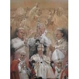 Stephen Doig (1964- ) British. "Pope John Paul", a Montage, Pastel, 24.5" x 18".