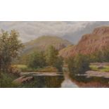 Bolton Kincaid (19th - 20th Century) British. A Tranquil River Landscape with Hills beyond, Oil on