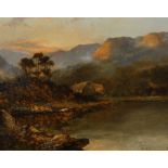 Edward Charles Mulready (19th Century) British. A Mountainous River Landscape, with a Cottage at the