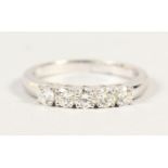 AN 18CT WHITE GOLD FIVE STONE DIAMOND RING OF 1/2 ct approx.