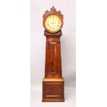 A 19TH CENTURY SCOTTISH MAHOGANY LONGCASE CLOCK, with eight-day movement, the painted and gilded