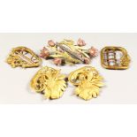 THREE DECORATIVE ART NOUVEAU STYLE BELT BUCKLES, and a similar item.