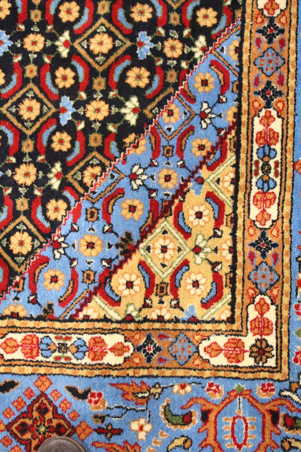 A PERSIAN SMALL CARPET, pale blue ground with central medallion and floral decoration. 9ft 5ins x - Image 4 of 9