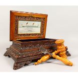NAVAL INTEREST: HMS ANSON, A GOOD CARVED PRESENTATION CASKET, GAVEL AND CHISEL, to commemorate the