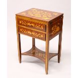 A 19TH CENTURY DUTCH MAHOGANY AND MARQUETRY WASHSTAND with bi-fold top, two drawers, on square