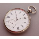 A SILVER POCKET WATCH, with subsidiary seconds dial.