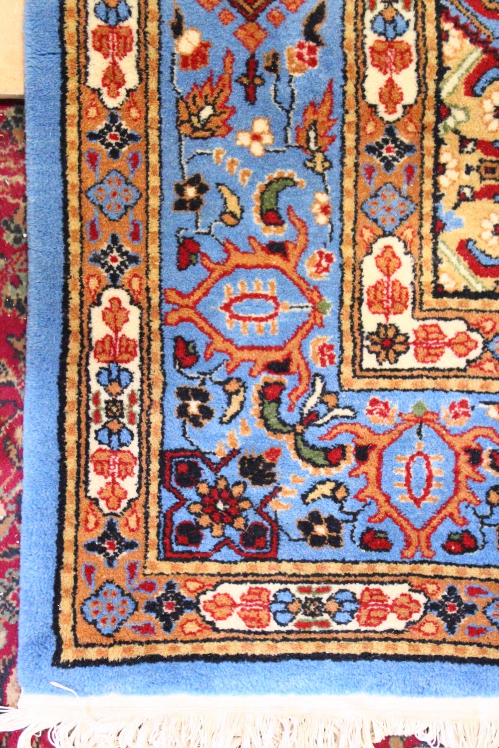 A PERSIAN SMALL CARPET, pale blue ground with central medallion and floral decoration. 9ft 5ins x - Image 3 of 9