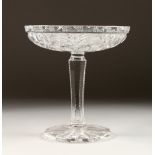 A CUT GLASS TAZZA. 8.5ins high.