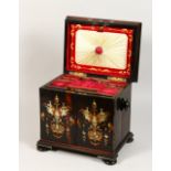 A GOOD VICTORIAN ROSEWOOD TABLE CABINET, profusely inlaid with cut brass and mother-of-pearl, the