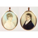 EARLY 19TH CENTURY ENGLISH SCHOOL, DOUBLE PORTRAIT MINIATURE OF A MOTHER AND SON. 2.75ins x 2.