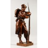 AIME MILLET (1819-1891) FRENCH. A good bronze study of a soldier, standing with a gun, signed to the