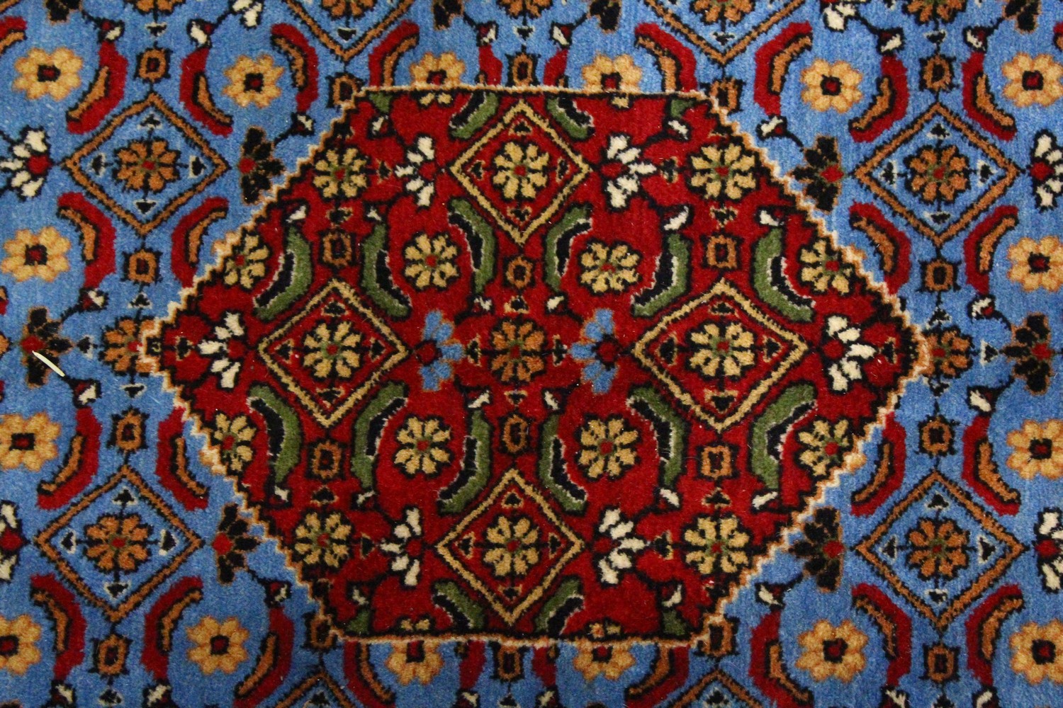 A PERSIAN SMALL CARPET, pale blue ground with central medallion and floral decoration. 9ft 5ins x - Image 6 of 9