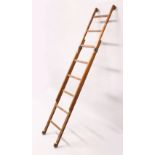AN UNUSUAL ASH ADJUSTABLE LADDER, with five rungs and brass mounts. Closed Height 5ft 6in.