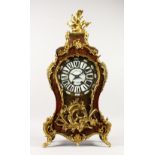 A 19TH CENTURY FRENCH BOULE MANTLE CLOCK, with ormolu mounts, eight day movement striking an a bell,
