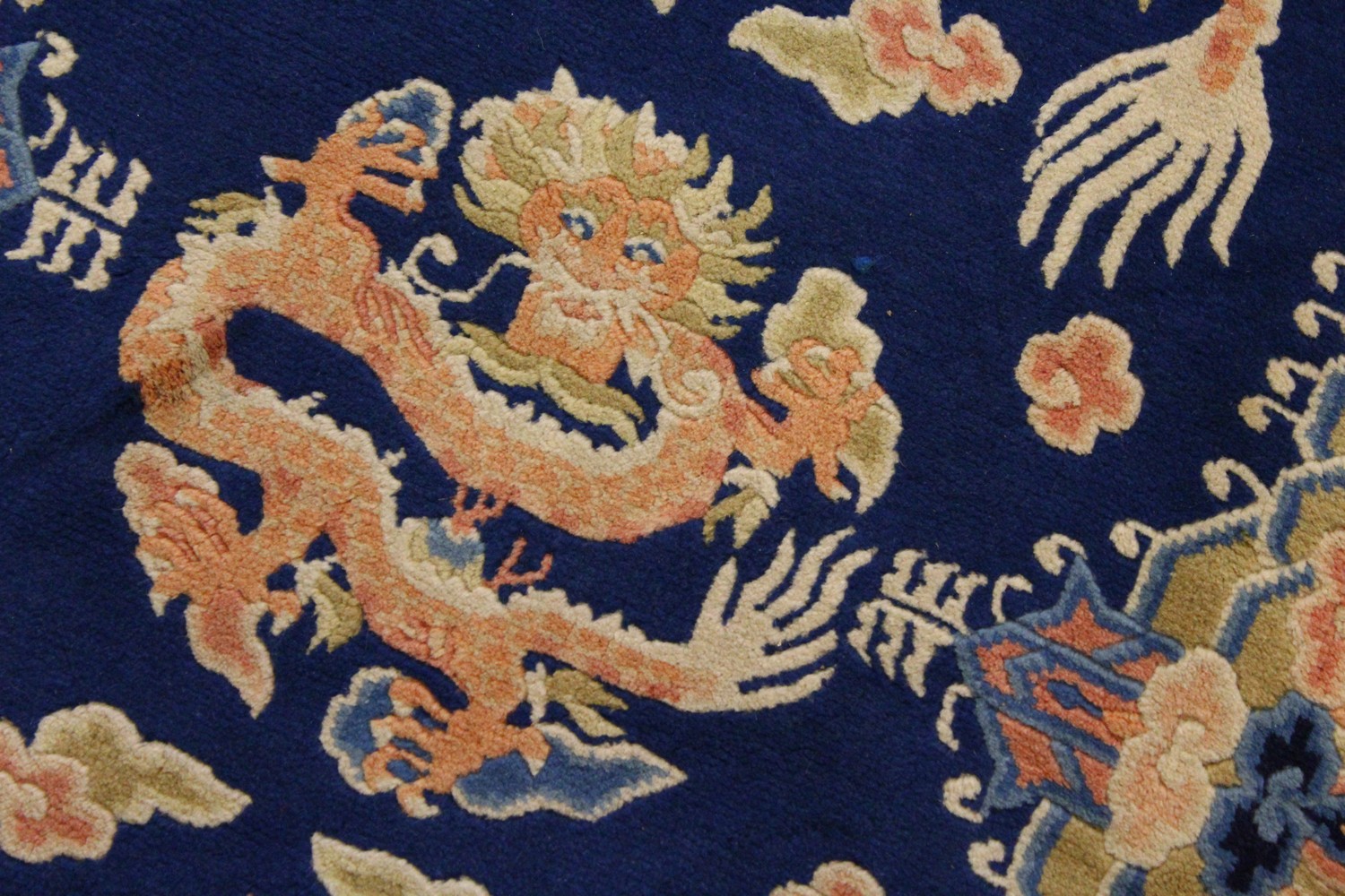 A CHINESE RUG, with blue ground and dragon motifs. 5ft x 2ft 4ins. - Image 2 of 6